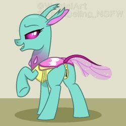 1:1 arthropod ass changeling female feral friendship_is_magic genitals hasbro hooves looking_at_viewer my_little_pony presenting presenting_pussy presenting_vulva pussy raised_hoof reformed_changeling solo spiracle_(mlp) tongue tongue_out vulva wasisi
