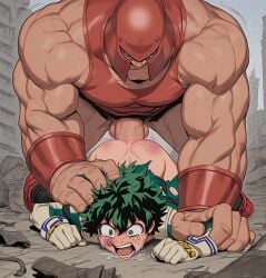 2boys ai_generated backshots boku_no_hero_academia bruise bruised clapping_ass clapping_cheeks crossover crying defeated defeated_with_sex domination fucked_from_behind gay homosexual izuku_midoriya juggernaut male_only marvel marvel_comics midoriya_izuku muscular_male my_hero_academia outdoors rape raped ruined_city size_difference tears torn_clothes