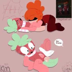 anal_sex crying dandy's_world kim_kemartz leaf_hair leaf_tail one_leg_up orange_hair pegging penis questionable_consent rape sam_mclaughlin_(dandy's_world) satire scarf sex spread_legs sprout_(dandy's_world) strawberry sucking_penis toon_handler white_eyes white_gloves