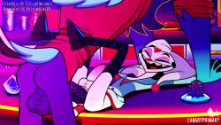 anal anal_penetration animated asmodeus_(helluva_boss) ass_juice balls bulge_through_clothing canaryprimary clothing femboy fizzarolli_(helluva_boss) gay gay_sex helluva helluva_boss hollowheatva_(artist) large_penis male male_only penis penis_in_ass sex size_difference sound_warning stellarincubus stomach_bulge tagme tail thrusting_into_ass video voice_acted