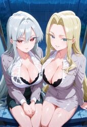 2girls ai_generated artist_request best_friends eiai_nano female grin kimi_no_koto_ga_dai_dai_dai_dai_daisuki_na_100-nin_no_kanojo tagme utsukushisugi_mimimi velvet_hour_(artist)