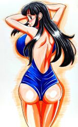 area5169458561 ass chichi dragon_ball huge_breasts long_hair looking_back loose_hair smile swimsuit
