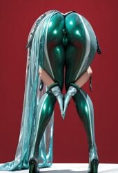 1girls ai_generated amen_pose anal_through_clothes android asian asian_female ass ass_focus asshole_focus asshole_visible_through_clothes bodysuit bubble_ass bubble_butt cameltoe eve_(stellar_blade) female from_behind gloves green_bodysuit heels latex pussy skin_tight stellar_blade through_clothes