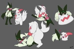 absurd_res animal_genitalia anthro balls belly bit_gag blush bodily_fluids breasts brush claws couple_(disambiguation) cum cum_inside duo female flat_colors from_behind_position from_front_position gag generation_3_pokemon generation_9_pokemon genital_fluids genitals heart_symbol hi_res kissing lying male male/female meowscarada missionary_position nintendo nongen on_back oral penetration penile penile_penetration penis penis_in_vagina pokemon pokemon_(species) pussy sex sheath simple_background size_difference slightly_chubby slightly_chubby_male smile teasing tongue tongue_out using vaginal_penetration vulva white_body zangoose