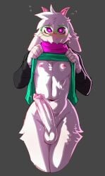 1boy anthro bedroom_eyes blank_background blush deltarune excited excited_for_sex femboy femboydom flashing foreskin fur furry glasses goat goat_boy goat_humanoid groatydeer heart-shaped_pupils horns horny horny_femboy horny_male huge_cock hung_trap kippy looking_at_viewer male massive_penis pink_eyes pov_eye_contact presenting presenting_penis ralsei solo_male uncircumcised uncut undressing white_hair
