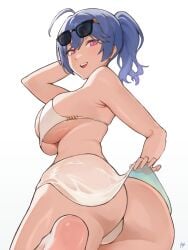 1girls adult adult_female ahoge antenna_hair ass ass ass_cleavage azur_lane back bare_armpits bare_arms bare_ass bare_back bare_butt bare_hands bare_midriff bare_shoulders bare_skin bare_thighs big_breasts bikini bikini_bottom bikini_only bikini_top blue_eyebrows blue_hair blue_hair_female breasts busty busty_female busty_girl butt_crack elbows exposed_armpits exposed_arms exposed_ass exposed_back exposed_butt exposed_midriff exposed_shoulders exposed_skin exposed_thighs exposing exposing_ass exposing_self female female_focus female_only fingers fukuya_art groin hair_between_eyes high_resolution highres hourglass_figure large_breasts lean_figure long_hair looking_at_viewer looking_down looking_down_at_viewer mature mature_female midriff narrow_waist open_mouth open_mouth_smile parted_lips plump_breasts ponytail purple_eyes purple_eyes_female shoulders showing_ass sideboob simple_background slender_body slender_waist slim_waist solo st._louis_(azur_lane) standing string_bikini sunglasses sunglasses_on_head swimsuit swimwear thick_thighs thighs tongue underboob upper_body upper_teeth white_background white_bikini white_bikini_bottom white_bikini_top white_string_bikini white_swimsuit white_swimwear wide_hips