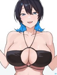 1girls bare_arms bare_chest bare_midriff bare_shoulders bare_skin big_breasts bikini bikini_only bikini_top black_bikini black_bikini_top black_hair black_hair_female black_string_bikini black_swimsuit black_swimwear blue_eyes blue_eyes_female blue_hair blue_hair_female breasts bunny_garden busty busty_female busty_girl cleavage closed_mouth_smile collarbone exposed_arms exposed_chest exposed_midriff exposed_shoulders exposed_skin female female_focus female_only fukuya_art hair_between_eyes half-closed_eyes halterneck high_resolution highres large_breasts lean_figure lips long_hair looking_at_viewer midriff miuka_(bunny_garden) multicolored_hair narrow_waist open_mouth open_mouth_smile parted_lips plump_breasts shoulders simple_background slender_body slender_waist slim_waist smile smiley_face smiling smiling_at_viewer smirk solo standing string_bikini swimsuit swimwear tongue upper_body upper_teeth white_background
