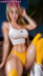 1girls ai_generated animated ass ass big_ass big_breasts big_butt blonde_hair breasts breasts_out cartoonerai disney female female_only nipples oiled panties princess rapunzel smile tagme video