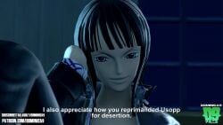 1boy 3d animated aphrodisiac ass_focus blush chloeangelva dominica9 drinking female flirting fully_clothed imminent_sex indoors kissing leogreystoneva nico_robin night ocean one_piece pantyshot pre-timeskip roronoa_zoro sake sake_bottle short_hair straight sword tagme thousand_sunny video voice_acted