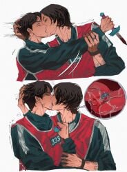 2boys angry angry_expression angry_face drug_use drugs dubious_consent embarrassed flushed_face gay holding holding_head kissing knife lee_myung-gi making_out nam-gyu pills questionable_consent saliva sloppy squid_game tongue tongue_kiss vein veins yaoi