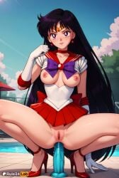 1girls ai_generated anal anal_insertion anal_masturbation anal_object_insertion arm_support artist_name bishoujo_senshi_sailor_moon black_hair blue_sky bow bowtie breasts breasts_out choker circlet closed_mouth clothes_lift cloud collarbone day dildo dildo_in_ass dildo_insertion dildo_riding earrings elbow_gloves gloves hi_res high_heels hino_rei jewelry long_hair looking_at_viewer magical_girl medium_breasts miniskirt nipples no_panties object_insertion outdoors pleated_skirt pool poolside purple_bow purple_bowtie purple_eyes pussy red_footwear red_sailor_collar red_skirt rei_hino rule34lab sailor_collar sailor_mars sailor_senshi_uniform sex_toy shirt skirt sky smile solo spread_legs squatting star_(symbol) star_earrings tiara uncensored very_long_hair white_gloves white_shirt