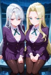 2girls ai_generated best_friends eiai_nano female grin kimi_no_koto_ga_dai_dai_dai_dai_daisuki_na_100-nin_no_kanojo tagme utsukushisugi_mimimi velvet_hour_(artist)