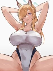 1girls animal_ear_fluff animal_ears armpit armpit_crease armpit_peek armpits bare_armpits bare_arms bare_hips bare_legs bare_shoulders bare_skin bare_thighs belly_button big_breasts bikini blonde_eyebrows blonde_female blonde_hair blonde_hair blonde_hair_female blue_archive blue_eyes blue_eyes_female breasts busty busty_female busty_girl busty_teen collarbone elbows exposed_armpits exposed_arms exposed_hips exposed_legs exposed_shoulders exposed_skin exposed_thighs female female_focus female_only fukuya_art groin hair_between_eyes hair_over_one_eye hairless_armpits hand_behind_head hands_behind_head high_resolution high_school_student highres hourglass_figure kanna_(blue_archive) large_breasts lean_figure legs_apart legs_spread long_hair looking_at_viewer narrow_waist navel one-piece_swimsuit parted_bangs plump_breasts school_girl shaved_armpits shoulders simple_background sitting slender_body slender_waist slim_waist solo spread_legs spreading_legs spreading_thighs swimsuit swimwear teen_girl teenage_girl teenage_tits teenager thick_thighs thighs upper_body white_background white_bikini white_one-piece_swimsuit white_swimsuit white_swimwear wide_hips young_female young_woman