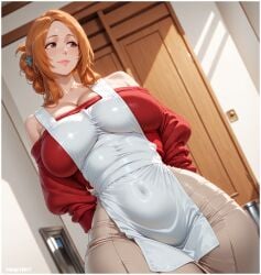 1girls adoptable ai_assisted ai_generated alluring apron big_breasts bleach bleach:_the_thousand-year_blood_war deviantart high_resolution highres housewife inoue_orihime large_breasts ntr orange_hair pixiv voluptuous voluptuous_female wife woman yametastudio