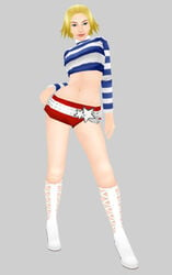 blonde_hair blue_eyes dance_dance_revolution jennifer_hurley mid_drift short_shorts video_games