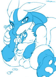 1boy animal_genitalia animal_penis anthro arcc balls canine canine_penis dripping drooling erection foot_fetish knot looking_at_viewer lucario male male_only mammal monochrome nintendo pawpads penis pokemon pokemon_(species) precum saliva sheath signature solo sound_effects spread_legs spreading video_games