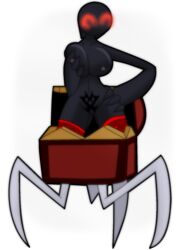 alpha_channel anthro black_areola black_nipples black_skin breasts female jack-drawer kingdom_hearts nipples nude pussy red_eyes simple_background solo spiderchest square_enix unversed video_games white_background