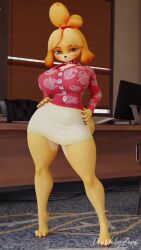 animal_crossing artist_request bouncing_breasts dancing dividebyzero isabelle_(animal_crossing) jumping jumping_ropes large_breasts midriff navel sportswear tagme thick_thighs video wide_hips