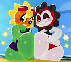 1girls 2girls anthro anthrofied ass beach breasts female flora_fauna peridraw plant plant_girl plant_humanoid plantie plants_vs._zombies plants_vs_zombies popcap_games pussy shortstack solar_flare_(pvz) sun_(pvz) sunflower_(pvz) vampire vampire_girl vampire_sunflower_(pvz)