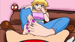 cum footjob humming mario_(series) nintendo princess_peach tagme video