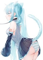 animal_ears animal_genitalia big_ass big_breasts blue_eyes blue_hair cat_ears cat_humanoid cat_tail embarrassed hatsune_miku long_hair thighs twintails vocaloid white_hair