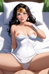 ai_generated breasts breasts_out dc dc_comics diana_prince missionary_position nipples omega-weirdo wedding_dress wonder_woman wonder_woman_(series)