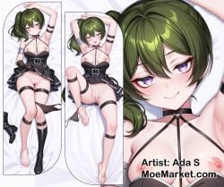 1girls armpits breasts dakimakura green_hair looking_at_viewer nipples short_hair solo sousou_no_frieren ubel_(sousou_no_frieren)