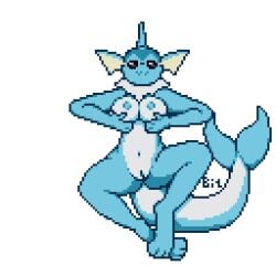 animated anthro bitassembly breast_grab breast_squish breasts digital_media_(artwork) eeveelution female generation_1_pokemon genitals hand_on_breast nintendo pixel_(artwork) pokemon pokemon_(species) pussy solo spread_legs spreading squish vaporeon