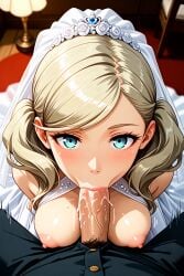 ai_generated ann_takamaki blowjob omega-weirdo oral persona persona_5 sex wedding_dress