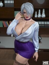 1girls 3d 3d_(artwork) bandai_namco big_breasts breasts clothed curvy curvy_female female female_only hagiwara_studio hi_res highres huge_breasts isabella_valentine large_breasts latex navel short_hair solo solo_female soul_calibur tagme