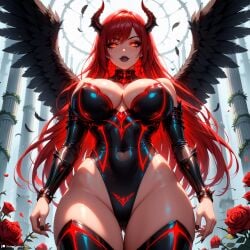 1female 1girls ai_generated ass bangs belly_button big_ass big_breasts black_wings blush blushing_at_viewer boob breasts child_bearing_hips curvy curvy_female curvy_figure dark_aura demon demon_girl demon_horns devil devil_horns dominatrix fallen_angel fantasy female femdom fire_eyes horn horns horny huge huge_ass innie_belly_button light-skinned_female long_hair looking_at_viewer morrigan_(stblfantasy) navel original outdoors pale-skinned_female patreon presenting_breasts princess red_eyes red_hair sadistic sensual sexually_suggestive sexy shiny_skin solo solo_female solo_focus stable_diffusion stblfantasy suggestive thick thick_thighs thighs toned toned_body toned_female very_long_hair voluptuous voluptuous_female warrior