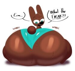 1boy ass_bigger_than_body ass_bigger_than_head breathotter brown_body bunny_boy cocoa_the_bunny femboy furry gigantic_ass green_eyes huge_ass looking_at_ass male massive_ass rabbit_boy solo solo_focus thick_thighs wobbling_ass