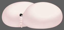 1girls barefoot black_hair breasts breasts_bigger_than_body breasts_bigger_than_head breasts_bigger_than_torso cappuccinosquid enormous_breasts female female_only from_behind green_eyes hyper_breasts naked nude pale_skin short_hair tagme too_big_to_move