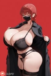 ai_generated arfx chainsaw_man coat face_mask fellatio flashing huge_ass huge_breasts makima_(chainsaw_man) tagme wide_hips