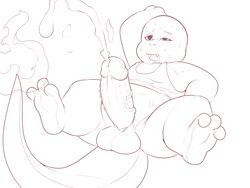 alternate_version_available anthro balls barefoot bottomless bumped_penis charmander clothed clothing cum cumshot erection eroborus fan_character front_view hadou hands-free humanoid_penis line_art looking_pleasured male male_only monochrome nintendo open_mouth orgasm penis pokémon_(species) pokemon raised_arm reclining scalie shirt sitting spread_legs spreading sweat tank_top toe_curl uncensored vein veiny_penis video_games