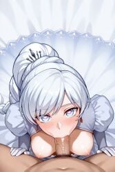 ai_generated blowjob omega-weirdo oral rwby wedding_dress weiss_schnee