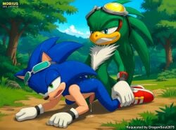 2boys anal anal_sex anthro bbmbbf cum cum_in_ass cum_inside doggy_style gay jet_the_hawk male male/male male_only mobian_(species) mobius_unleashed open_mouth palcomix penis sega sex sonic_(series) sonic_riders sonic_the_hedgehog sonic_the_hedgehog_(series) teeth tongue yaoi