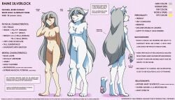 anthro character_sheet edit edited female furry grey_hair human humanoid male male/female naked nervous nervous_smile raine_silverlock twokinds webcomic white_body white_fur wolf