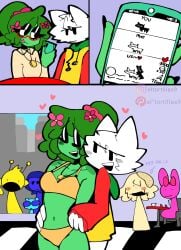 2girls 3boys 4girls blush bra bunny_girl clothed clothing eltortillas9 eltortillas_(artist) exhibitionism flower furry futanari futanari/female futanari_penetrated green_hair green_skin incredibox_mod instagram jevin_(sprunki) lesbian_sex meme mostly_nude original_character panties phone pinki_(sprunki) public public_sex shitpost simon_(sprunki) simple_background sky_(sprunki) sprunki sprunki_oc tagme_(character) tori_(eltortillas) vineria_(sprunki) wenda_(sprunki) white_fur yuri