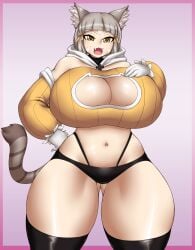 big_breasts boob_window breasts breasts_bigger_than_head breasts_bigger_than_torso cat_ears cat_girl cat_tail catgirl female huge_breasts hyper_breasts kailyn kreativekailyn nia nia_(xenoblade) nintendo partially_clothed simple_background smile thick_thighs white_hair xenoblade_(series) xenoblade_chronicles_2