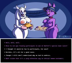 anthro areola big_breasts blu3danny boss_monster breasts caprine dialogue duo english_text erect_nipples female goat lagomorph mammal mature_female nipples nude pussy rabbit rabbit_shopkeeper rabbit_shopkeeper_(undertale) text toriel undertale video_games