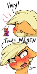 2016 ? animal_genitalia animal_penis applejack_(mlp) big_macintosh_(mlp) blush captainpudgemuffin comic dialogue dildo duo english_text equine equine_penis female feral friendship_is_magic horse horsecock licking male mammal my_little_pony penis pony sex_toy text tongue tongue_out