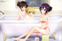 bathing gochuumon_wa_usagi_desu_ka? kirima_sharo nipples nude photoshop tanaka_yuuichi tedeza_rize ujimatsu_chiya