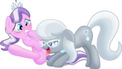 2015 alpha_channel blue_eyes blush crown cunnilingus cutie_mark diamond_tiara_(mlp) duo earth_pony equine eyewear female feral friendship_is_magic fur glasses grey_fur hair horse jewelry mammal multicolored_hair my_little_pony necklace open_mouth oral pink_fur pony purple_eyes rainbownspeedash sex silver_spoon_(mlp) simple_background smile transparent_background two_tone_hair vaginal_penetration yuri