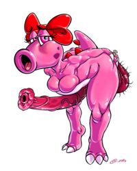 1futa 2015 @atsign animal_genitalia animal_penis balls birdo breasts diamond_ring dickgirl equine_penis erection full_body furry futa_only futanari gaping gaping_penis gaping_urethra hairy_balls horsecock hyper hyper_penis intersex leaning_forward mario_(series) monster_girl nintendo penis ring simple_background solo standing testicles veiny_penis what white_background