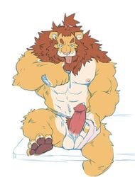 anthro balls erection feline iceman1984 lion male male_only mammal muscular nipples penis tongue