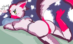 ... 2016 ? animatronic anthro ass bed black_nose blush canine dialogue e-01_(artist) english_text feet female five_nights_at_freddy's five_nights_at_freddy's_2 fox fur looking_at_viewer looking_back machine mammal multicolored_fur nude open_mouth paws pillow pink_fur pussy pussy_juice red_fur red_pussy robot simple_background solo tagme teeth text toes two_tone_fur video_games white_fur yellow_eyes