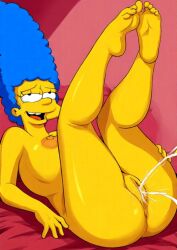 ahe_gao ai_generated big_breasts breasts feet female female_only huge_breasts large_breasts marge_simpson naked pussy semen sex sexy_pose the_simpsons tongue vagina woman_only