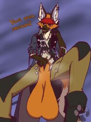 anthro ass balls belt big_balls big_butt big_penis boots canid canine clothed clothing coat digital_media_(artwork) footwear fur genitals huge_balls huge_cock hyper hyper_balls hyper_genitalia hyper_penis looking_at_viewer male mammal maned_wolf melee_weapon musk musk_clouds musky_balls oscar_(lobo_guarana) penis pirate portuguese_text shoes simple_background smile solo sword tail text topwear trenchcoat weapon