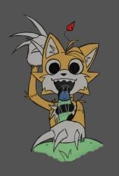 animate_inanimate anthro balls big_penis canid canine cinnamoncaker_(artist) digital_media_(artwork) disembodied_penis duo erection fellatio fox fur genitals hi_res humanoid_genitalia humanoid_penis licking living_plushie long_tongue lying male male/male mammal mint_(mintcake) monotone_background nude on_back open_mouth oral orange_body penile penis plushie sega sex smile sonic_the_hedgehog_(series) tail tails_doll tongue tongue_out tongue_out_fellatio tonguejob